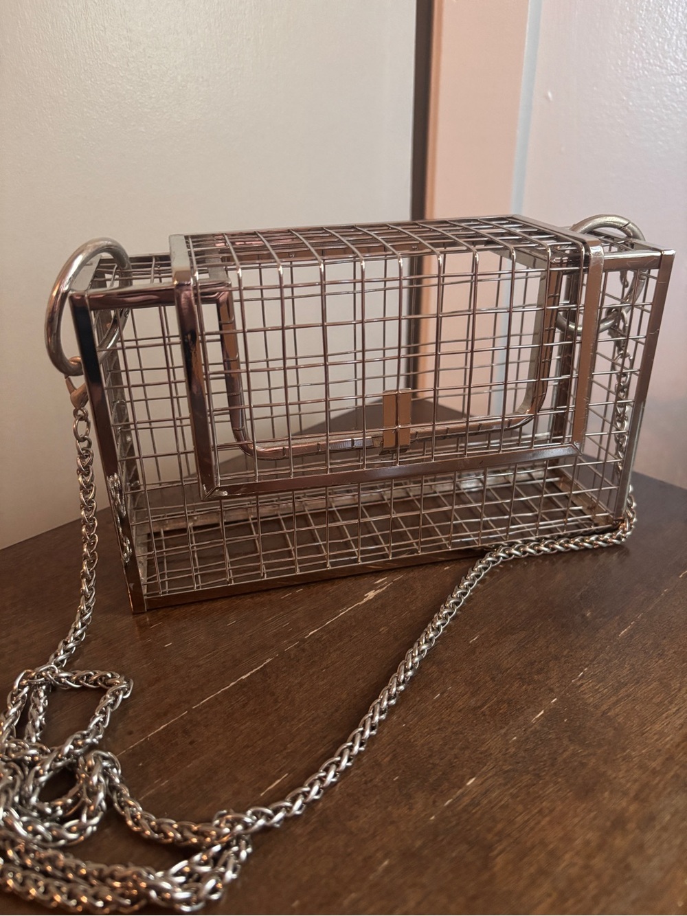 Silver Grid Crossbody Bag by